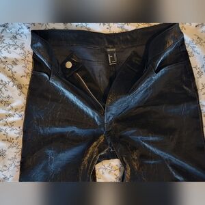 Forever 21 Black Faux Leather Straight Leg Pants